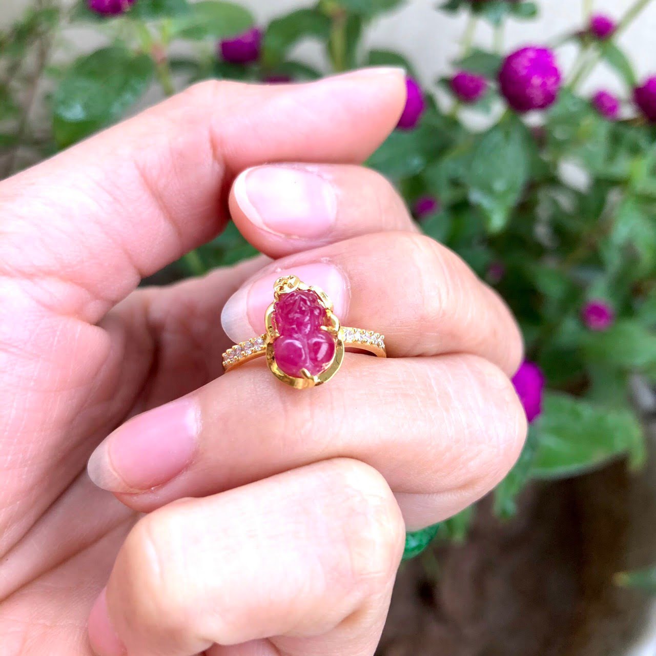 Nhẫn Vàng Tỳ Hưu Đá Ruby