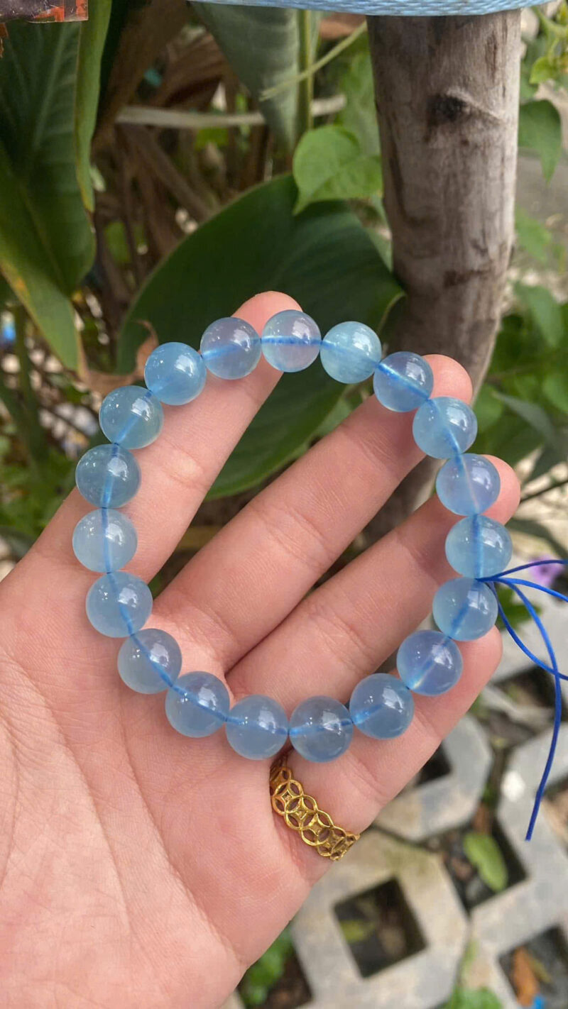 Vòng Đá Aquamarine Tự Nhiên / Biểu Tượng Của Bình An & Thanh Khiết