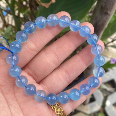 Vòng Đá Aquamarine Tự Nhiên / Biểu Tượng Của Bình An & Thanh Khiết
