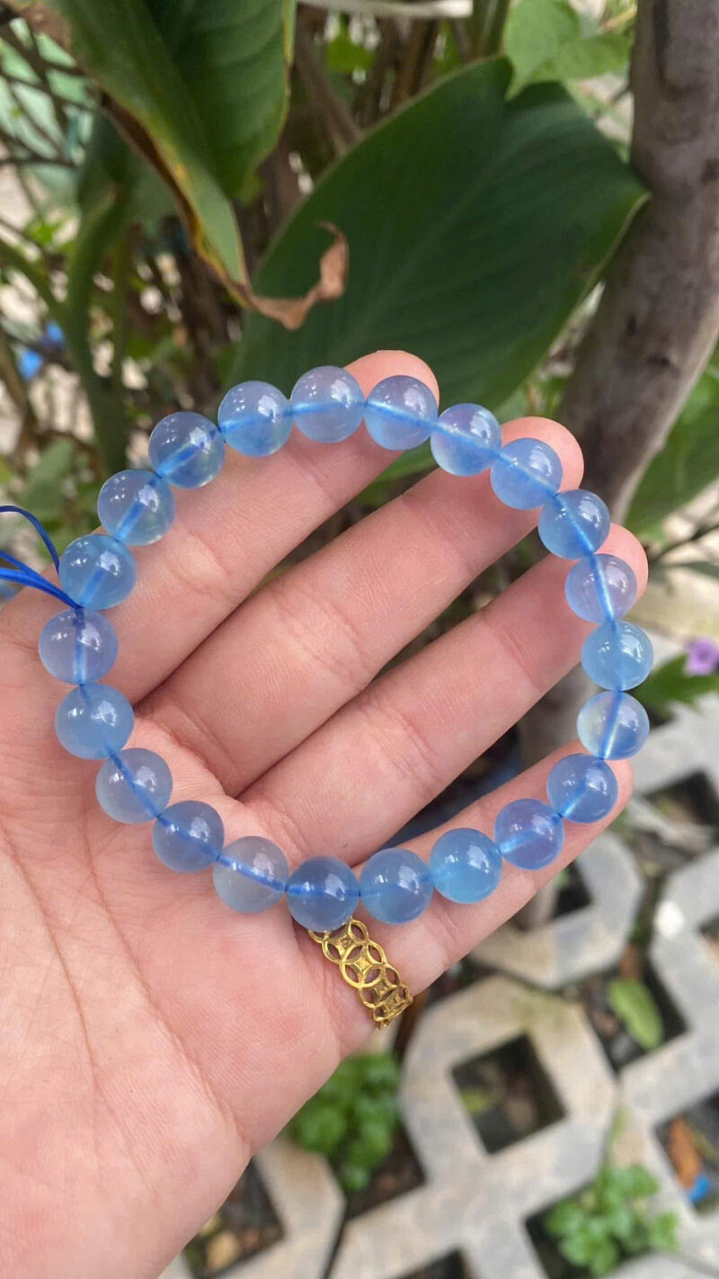 Vòng Đá Aquamarine Tự Nhiên / Biểu Tượng Của Bình An & Thanh Khiết