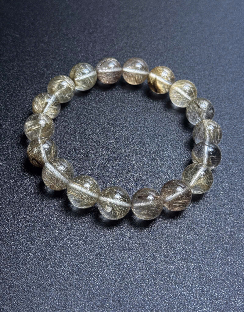 Vòng Tay Thạch Anh Tóc Bạch Kim 12,5mm Platinum Hair Quartz