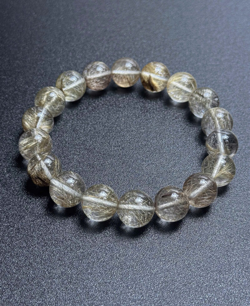 Vòng Tay Thạch Anh Tóc Bạch Kim 12,5mm Platinum Hair Quartz