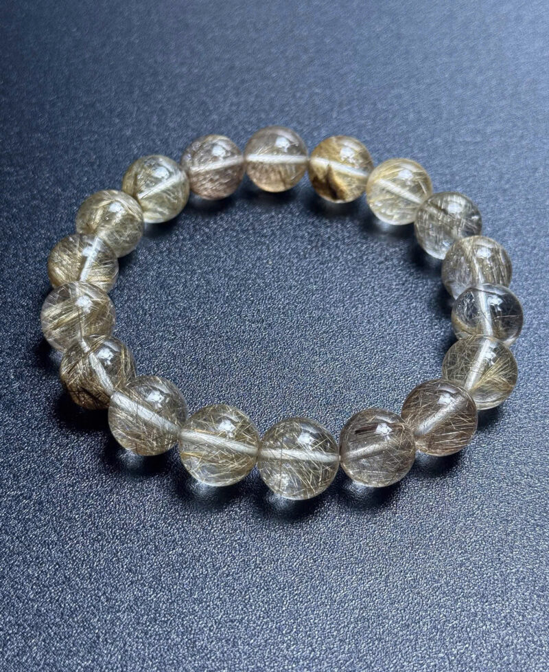 Vòng Tay Thạch Anh Tóc Bạch Kim 12,5mm Platinum Hair Quartz
