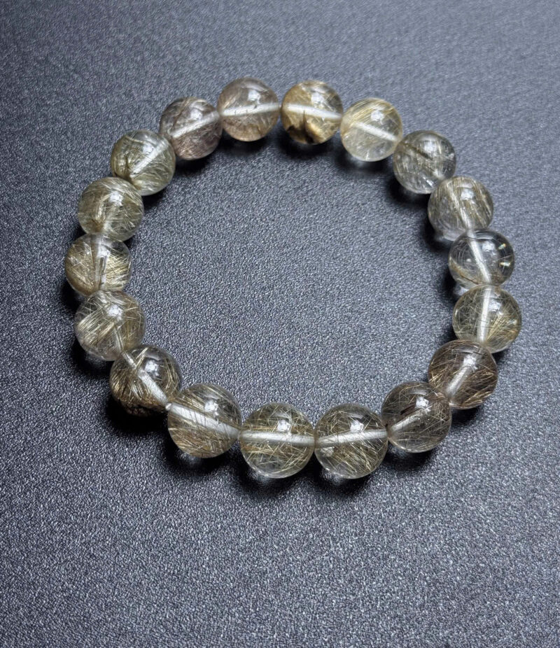 Vòng Tay Thạch Anh Tóc Bạch Kim 12,5mm Platinum Hair Quartz