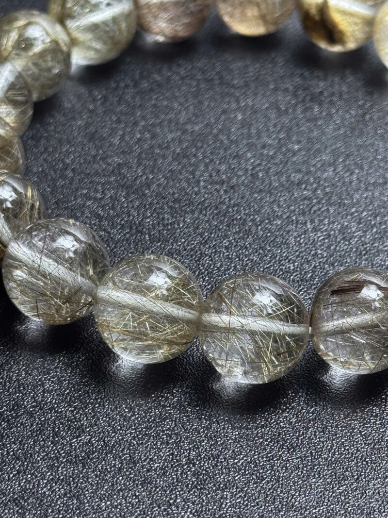 Vòng Tay Thạch Anh Tóc Bạch Kim 12,5mm Platinum Hair Quartz