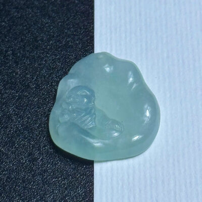 Ngọc Phỉ Thúy Type A Tiểu Hòa Thượng An Nhiên Tự Tại (Size 3,3x2,35x0,4cm)
