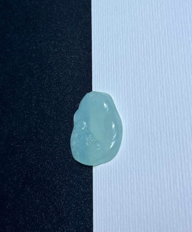 Ngọc Phỉ Thúy Type A Tiểu Hòa Thượng An Nhiên Tự Tại (Size 3,3x2,35x0,4cm)