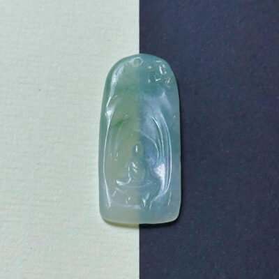 Mặt Ngọc Phỉ Thúy Type A – Quan Âm Ngồi Thiền Trong Vòm Sáng (Size 4x1,8x0,4cm)