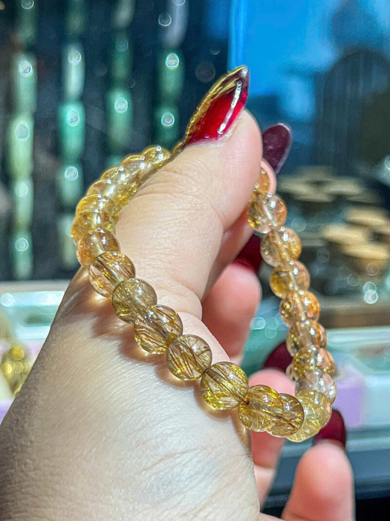 Vòng Thạch Anh Tóc Vàng Đồng 8li / Trong Vắt & Sang Trọng