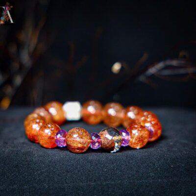 Vòng Pháp Hỷ Thạch Anh Tóc Đỏ /Thu Hút May Mắn, Kích Hoạt Nhiệt Huyết, Năng Lượng Tinh Hoa